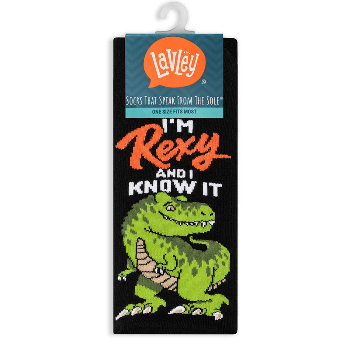 I'm Rexy And I Know It Dinosaur Socks