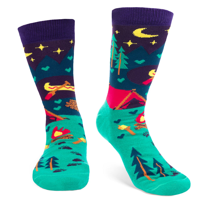 I'd Rather Be Camping Socks (Purple/Teal) Socks