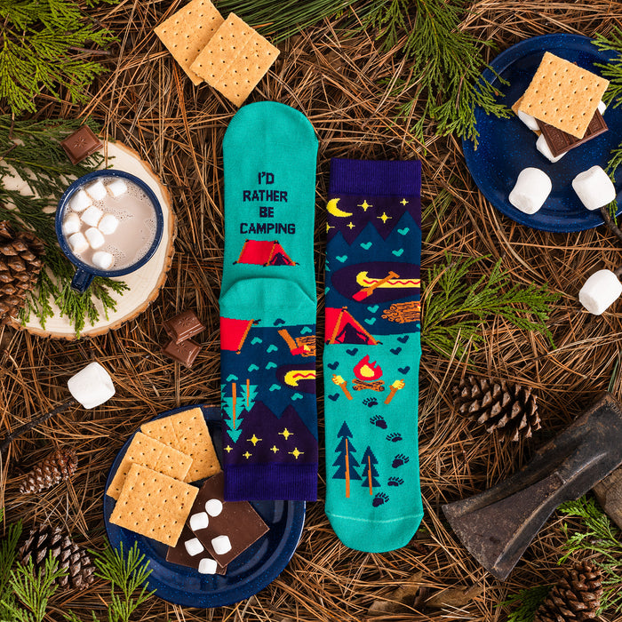 I'd Rather Be Camping Socks (Purple/Teal) Socks