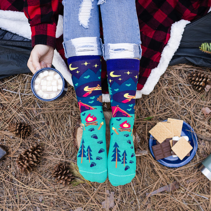 I'd Rather Be Camping Socks (Purple/Teal) Socks