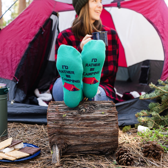 I'd Rather Be Camping Socks (Purple/Teal) Socks