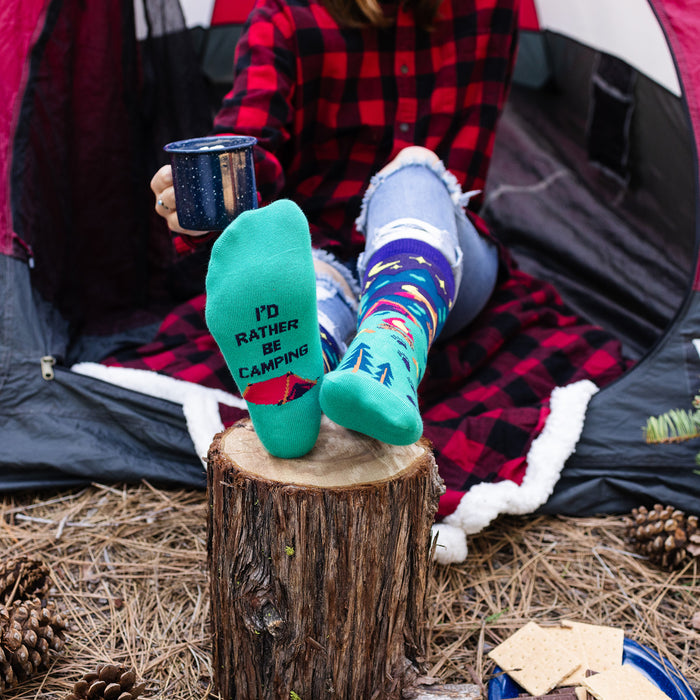 I'd Rather Be Camping Socks (Purple/Teal) Socks