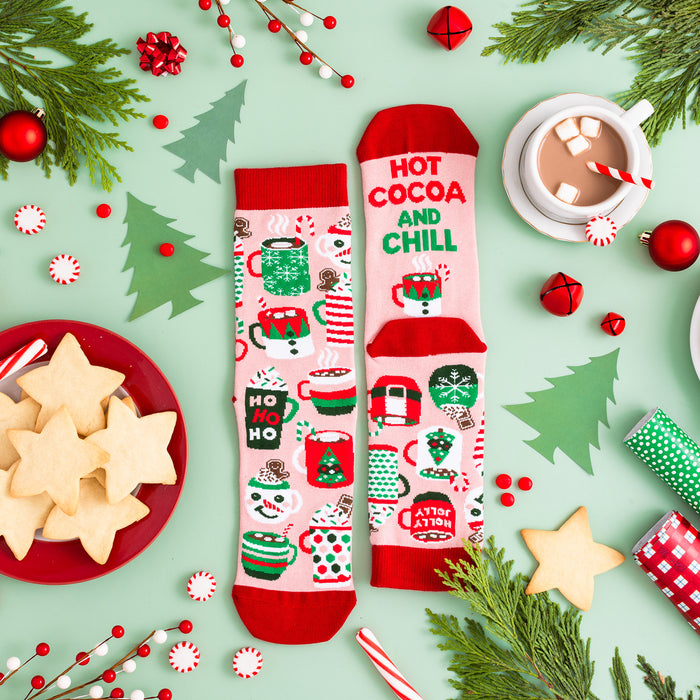 Hot Cocoa and Chill Christmas Socks