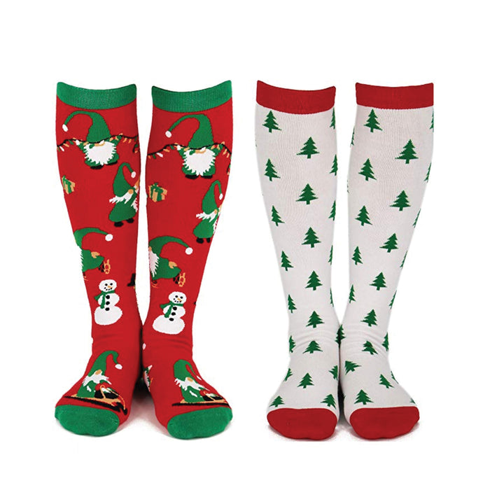 Christmas Gnomes & Trees Knee High Socks (2 Pack)