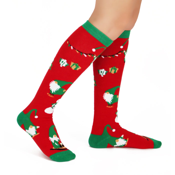 Christmas Gnomes & Trees Knee High Socks (2 Pack)