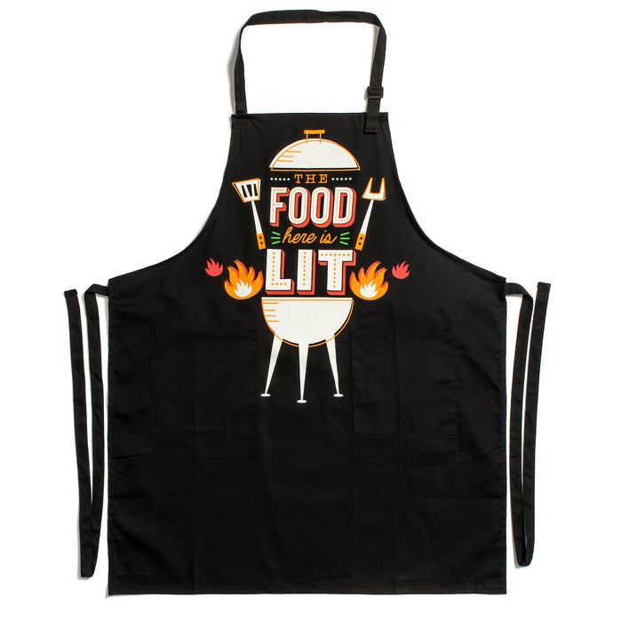 The Food Here Is Lit Apron - Funny Grilling Apron