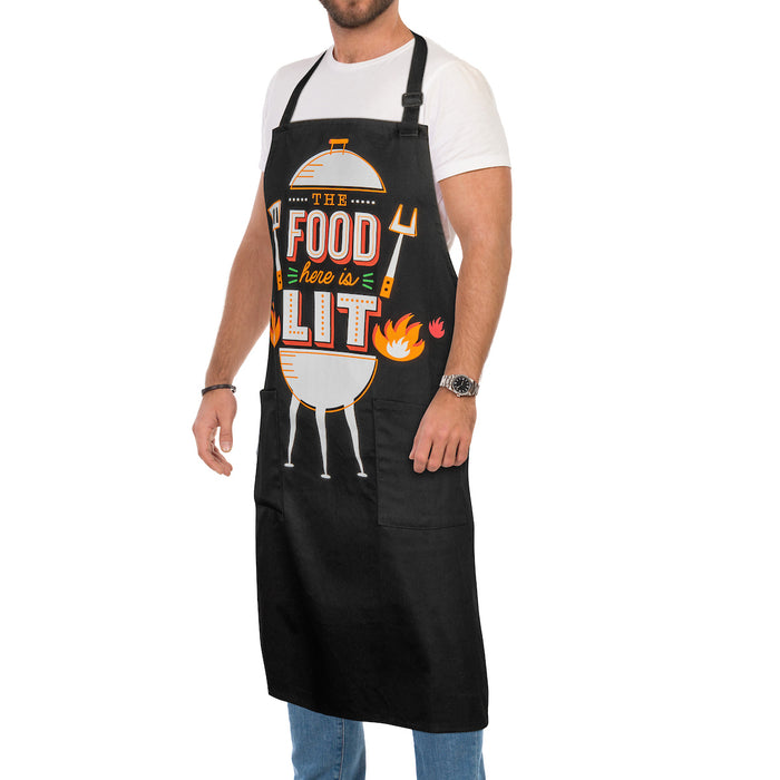 The Food Here Is Lit Apron - Funny Grilling Apron