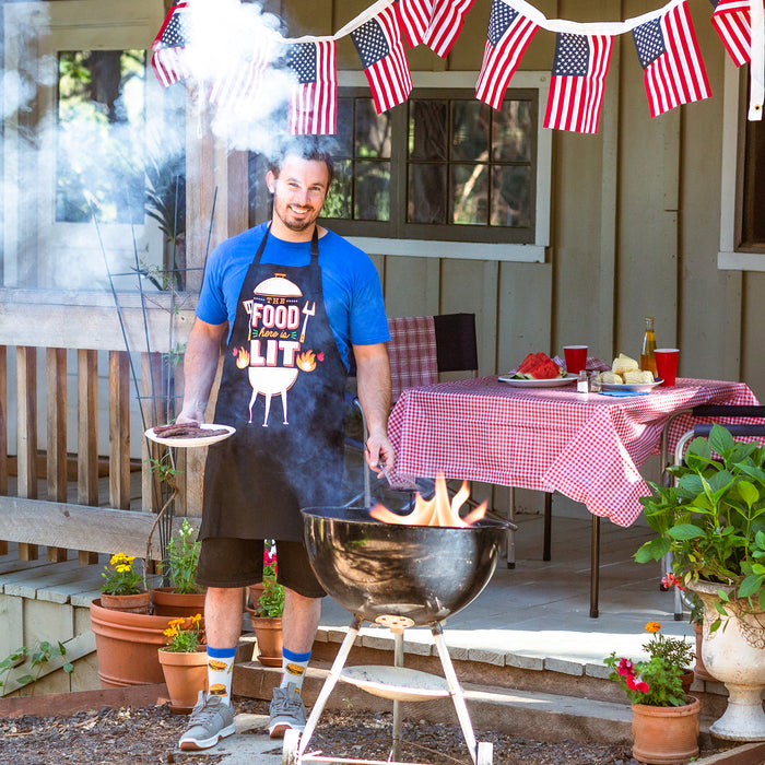 The Food Here Is Lit Apron - Funny Grilling Apron