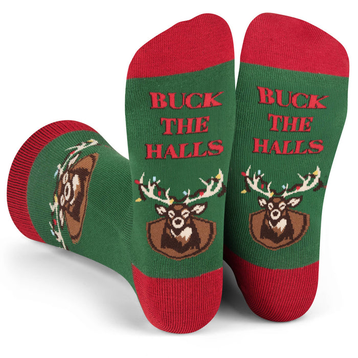 Buck the Halls Funny Socks for Men who Hunt