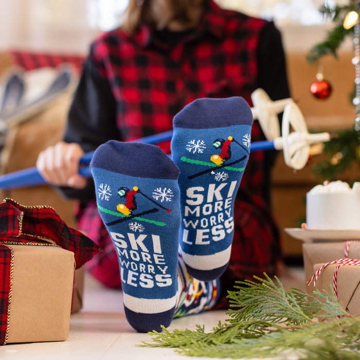 Ski More, Worry Less Socks