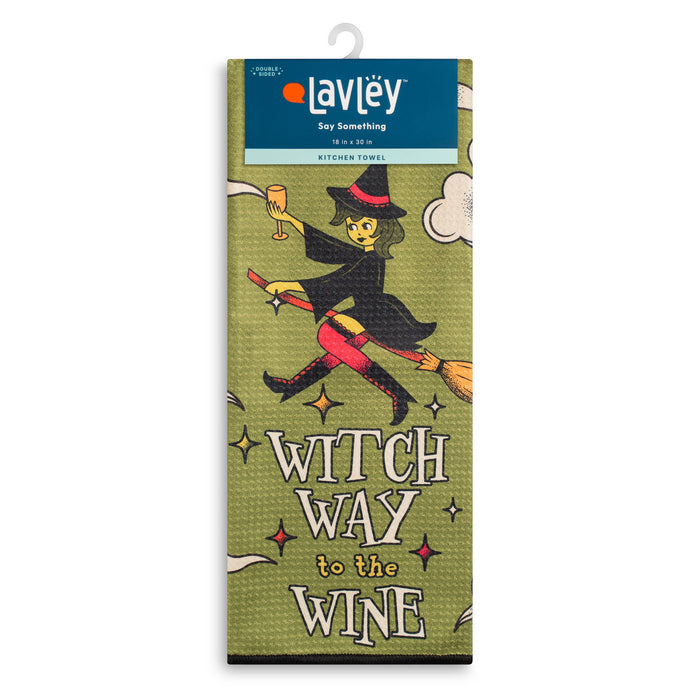 Witch Way to the Wine Funny Microfiber Kitchen Tea Towel