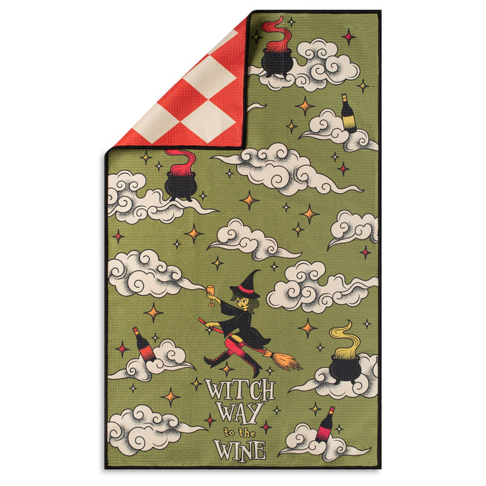 Witch Way to the Wine Funny Microfiber Kitchen Tea Towel