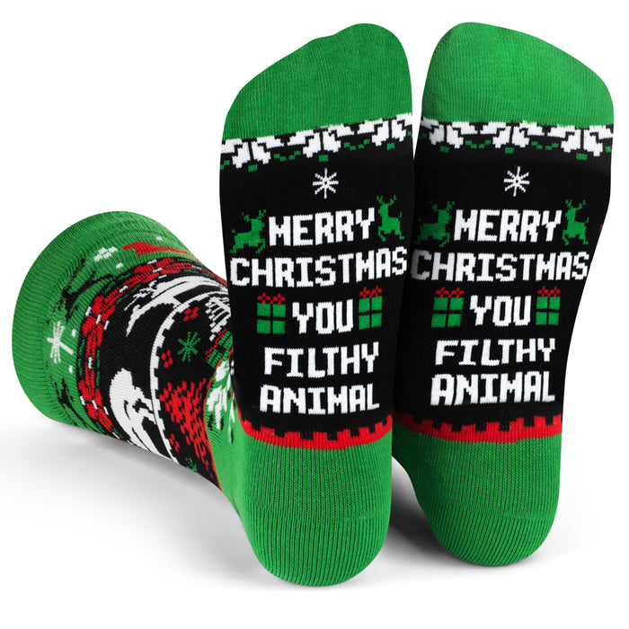 Merry Xmas You Filthy Animal Socks